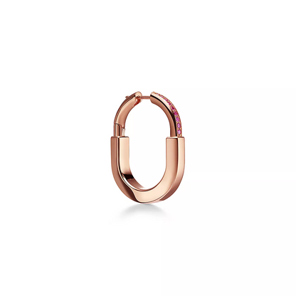 [Reverie Jewels]LOCK MEDIUM PINK DIAMOND PINK GOLD EARRINGS