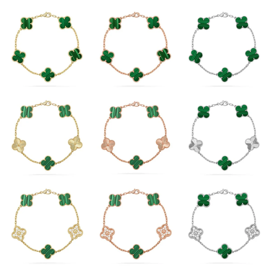 [⭐Reverie Jewels] CLOVER 5 MOTIF MALACHITE BRACELET COLLECTION