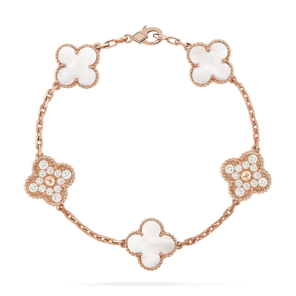 [⭐Reverie Jewels]CLOVER WHITE PEARL MOP 5 MOTIF BRACELET COLLECTION