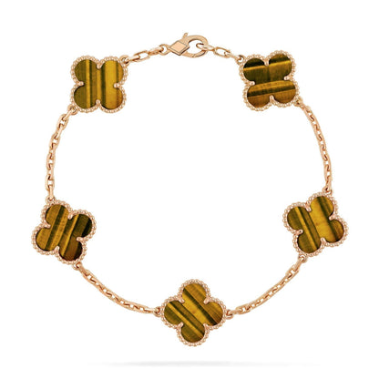 [⭐Reverie Jewels] CLOVER 5 MOTIFS TIGER EYE BRACELET COLLECTION