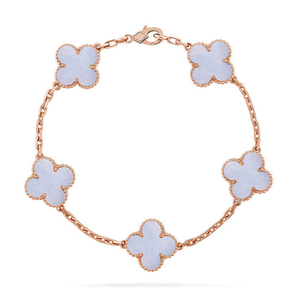[⭐Reverie Jewels] CLOVER 5 MOTIF PURPLE CHALCEDONY BRACELET COLLECTION