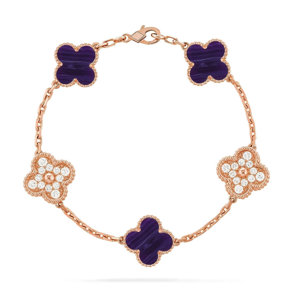 [⭐Reverie Jewels]CLOVER 5 MOTIF PURPLE STRIPES BRACELET COLLECTION