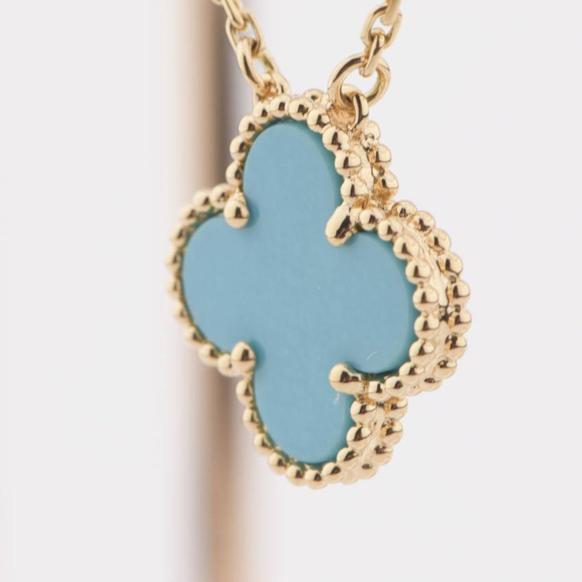 [⭐Reverie Jewels]CLOVER 15MM VINTAGE TURQUOISE NECKLACE