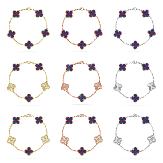 [⭐Reverie Jewels]CLOVER 5 MOTIF COLOR GEMSTONES BRACELET COLLECTION