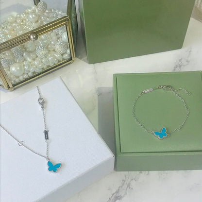 [⭐Reverie Jewels]BUTTERFLY TURQUOISE BUTTERFLY BRACELET SILVER