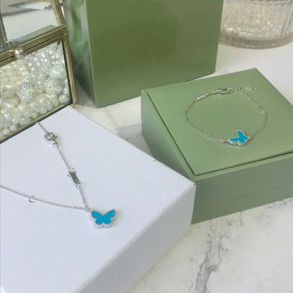 [⭐Reverie Jewels]BUTTERFLY TURQUOISE BUTTERFLY BRACELET SILVER