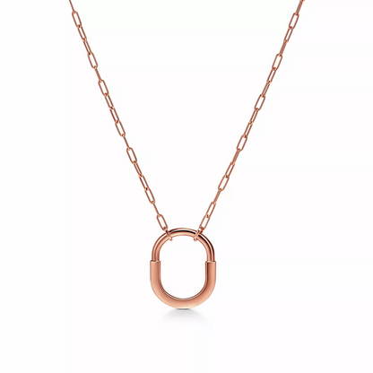 [Reverie Jewels]LOCK MEDIUM PENDANT PINK DIAMOND PINK GOLD NECKLACE