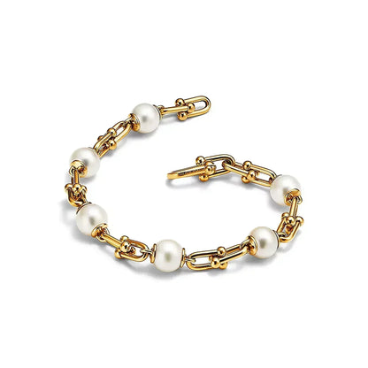 [Reverie Jewels]LINK BRACELET GOLD WITH FRESHWATER PEARLS