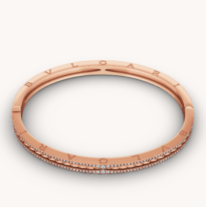 [⭐Reverie Jewels]ZERO 1 SPIRAL AND PAVED DIAMOND PINK GOLD BRACELET