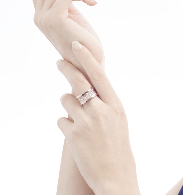 [⭐Reverie Jewels]ZERO 1 WITH PAVED DIAMONDS ON THE SPIRAL RING