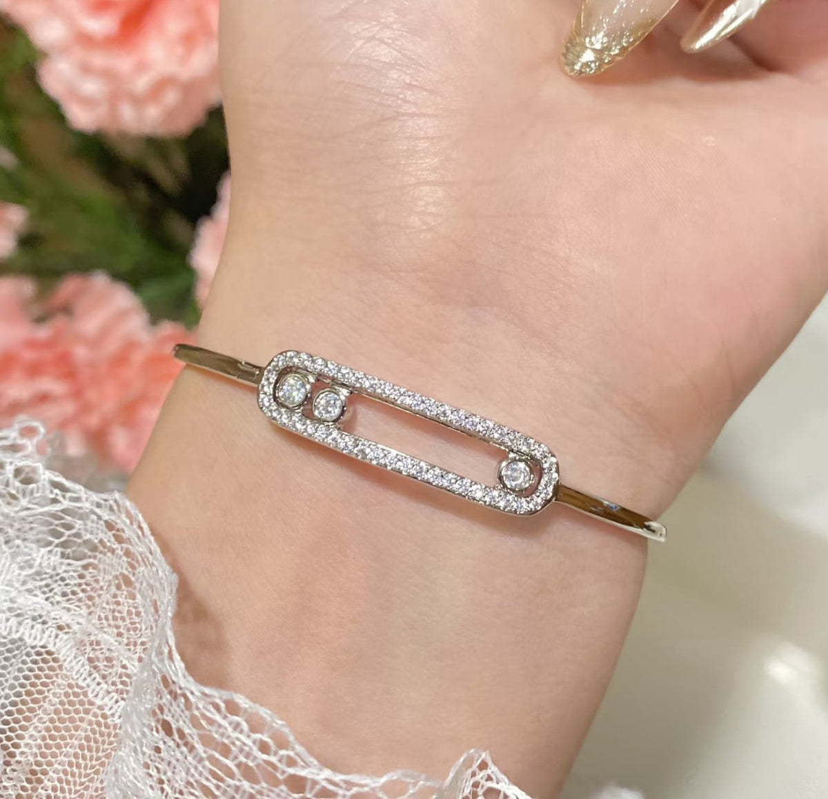 [⭐Reverie Jewels]Move Pavé Diamond Bangle Bracelet M