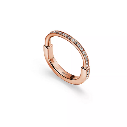 [Reverie Jewels]LOCK RING PINK GOLD DIAMOND PAVED