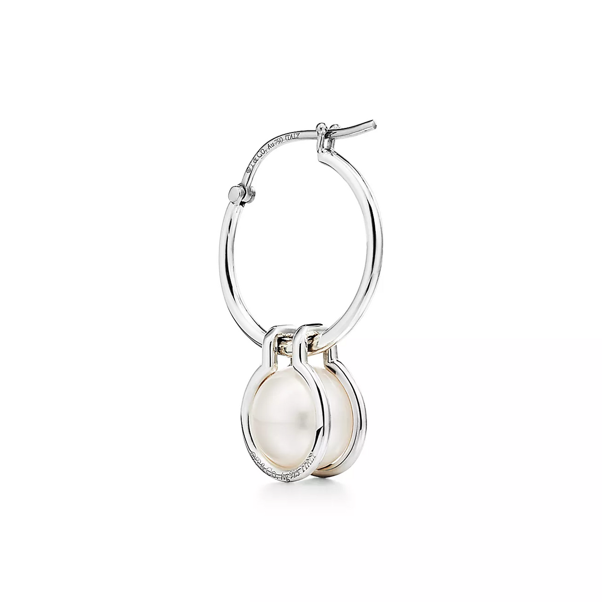 [Reverie Jewels]PEARL HOOP SILVER EARRINGS