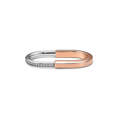 [Reverie Jewels]LOCK RING TOW-FINGER ROSE AND WHITE GOLD DIAMONDS