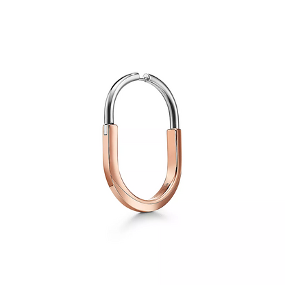 [Reverie Jewels]LOCK EARRINGS ROSE AND WHITE GOLD DIAMONDS EXTRA LARGE