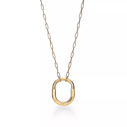 [Reverie Jewels]LOCK NECKLACE MEDIUM PENDANT GOLD PAVED DIAMONDS