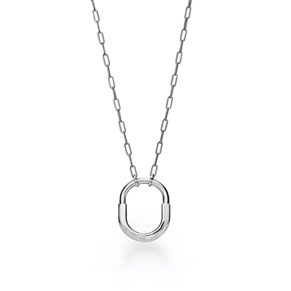[Reverie Jewels]LOCK NECKLACE MEDIUM PENDANT SILVER PAVED DIAMONDS