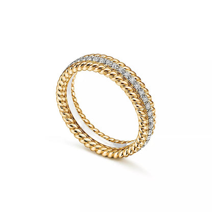 [Reverie Jewels]ROPE TWO-ROW GOLD DIAMOND RING