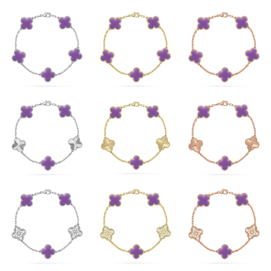 [⭐Reverie Jewels]CLOVER 5 MOTIF LIGHT PURPLE BRACELET COLLECTION