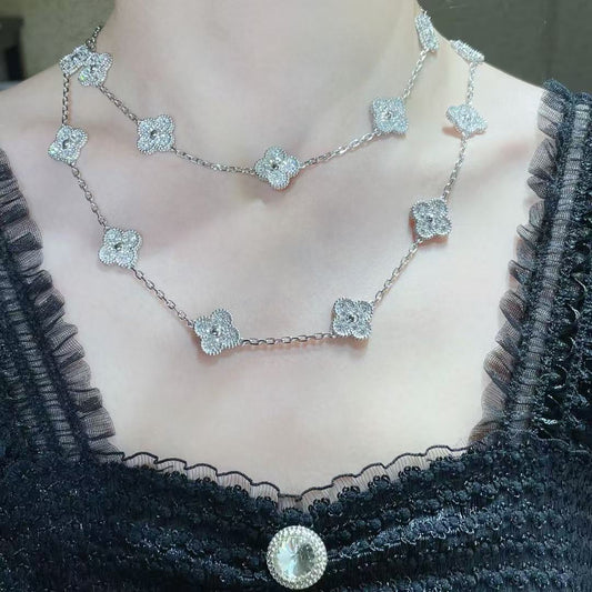 [⭐Reverie Jewels]CLOVER 20 MOTIFS FULL-DIAMOND NECKLACE