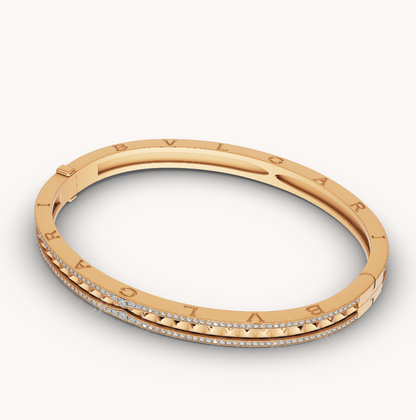 [⭐Reverie Jewels]ZERO 1 SPIRAL AND PAVED DIAMOND GOLD BRACELET