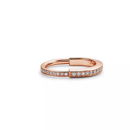 [Reverie Jewels]LOCK RING PINK GOLD DIAMOND PAVED
