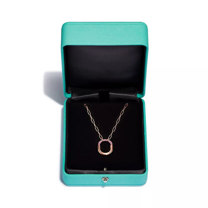 [Reverie Jewels]LOCK SMALL PENDANT PINK DIAMOND PINK GOLD NECKLACE