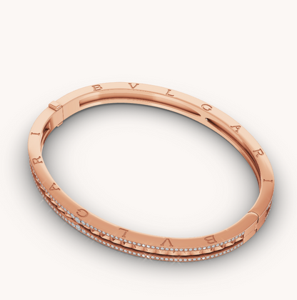[⭐Reverie Jewels]ZERO 1 SPIRAL AND PAVED DIAMOND PINK GOLD BRACELET