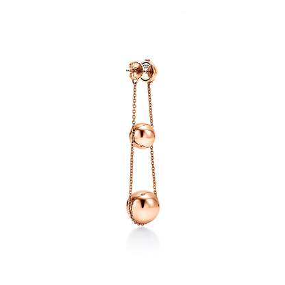 [Reverie Jewels]TRIPLE DROP PINK GOLD EARRINGS