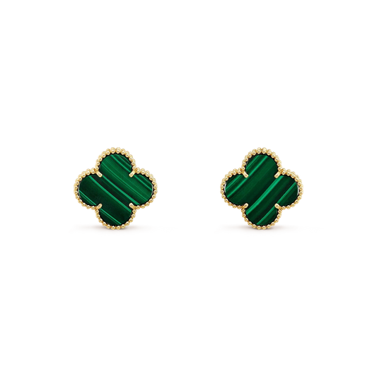 [⭐Reverie Jewels]CLOVER MINI 9.5MM MALACHITE  EARRINGS