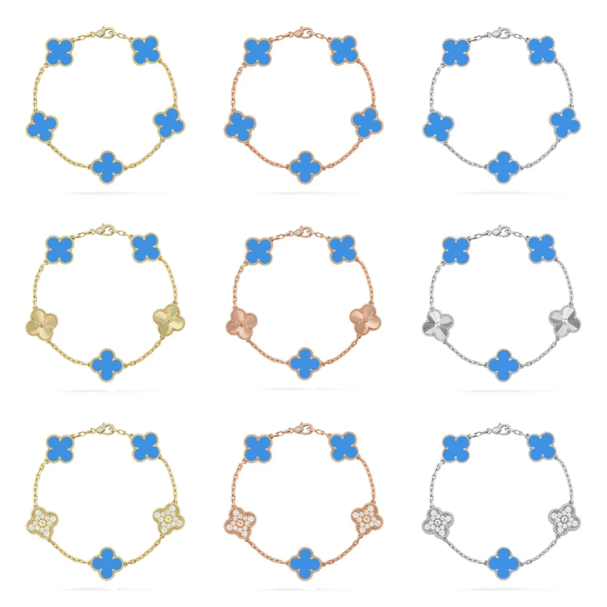[⭐Reverie Jewels] CLOVER 5 MOTIF BLUE AGATE BRACELET COLLECTION