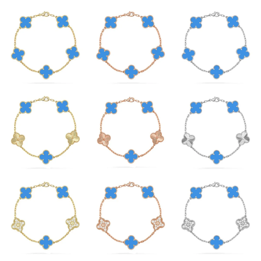 [⭐Reverie Jewels] CLOVER 5 MOTIF BLUE AGATE BRACELET COLLECTION