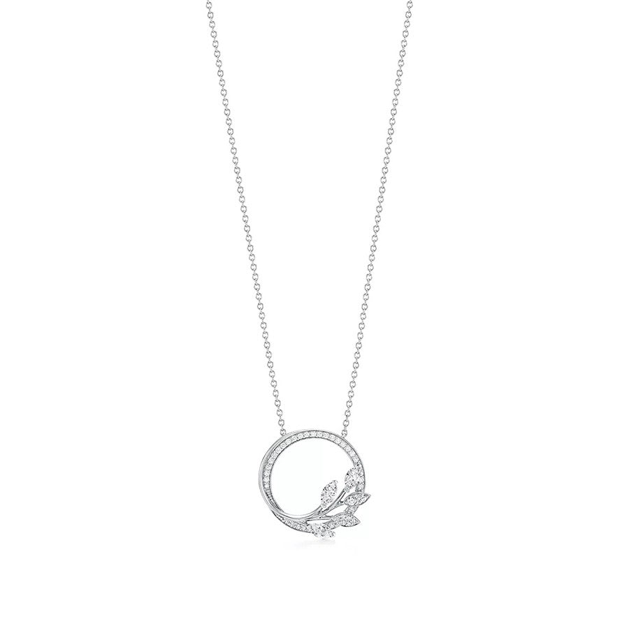 [Reverie Jewels]DIAMOND VINE CIRCLE PENDANT PLATINUM NECKLACE