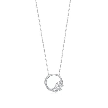 [Reverie Jewels]DIAMOND VINE CIRCLE PENDANT PLATINUM NECKLACE