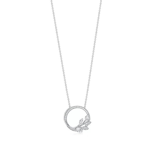 [Reverie Jewels]DIAMOND VINE CIRCLE PENDANT PLATINUM NECKLACE