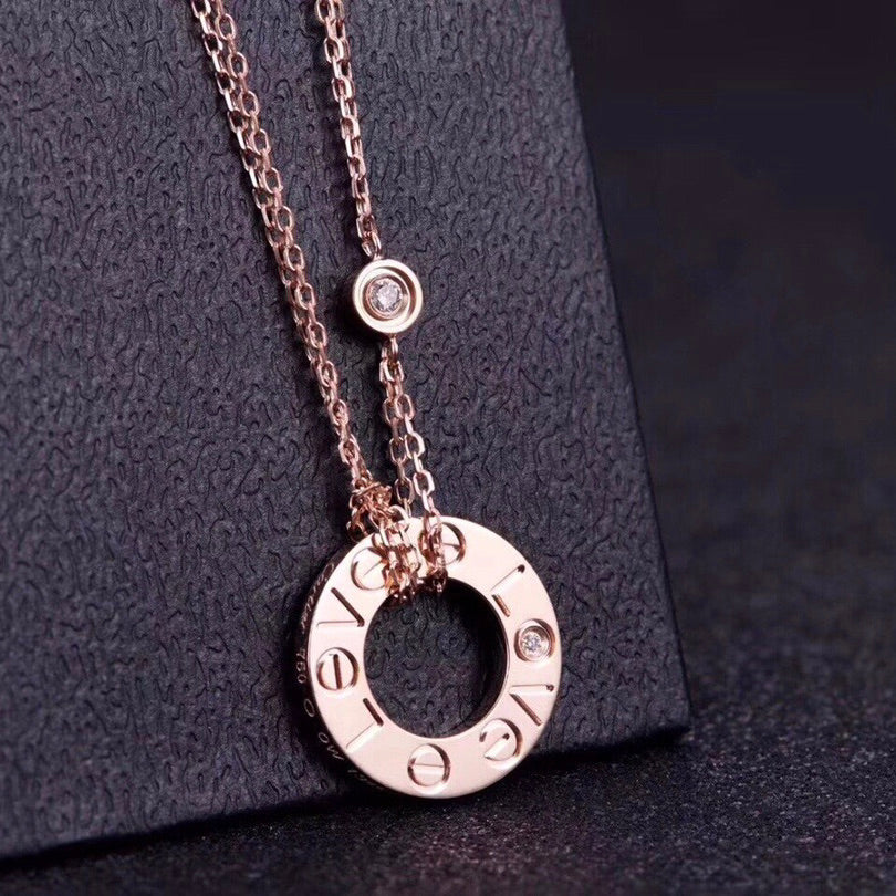 [⭐Reverie Jewels]LOVE NECKLACE 16MM 2 DIAMONDS