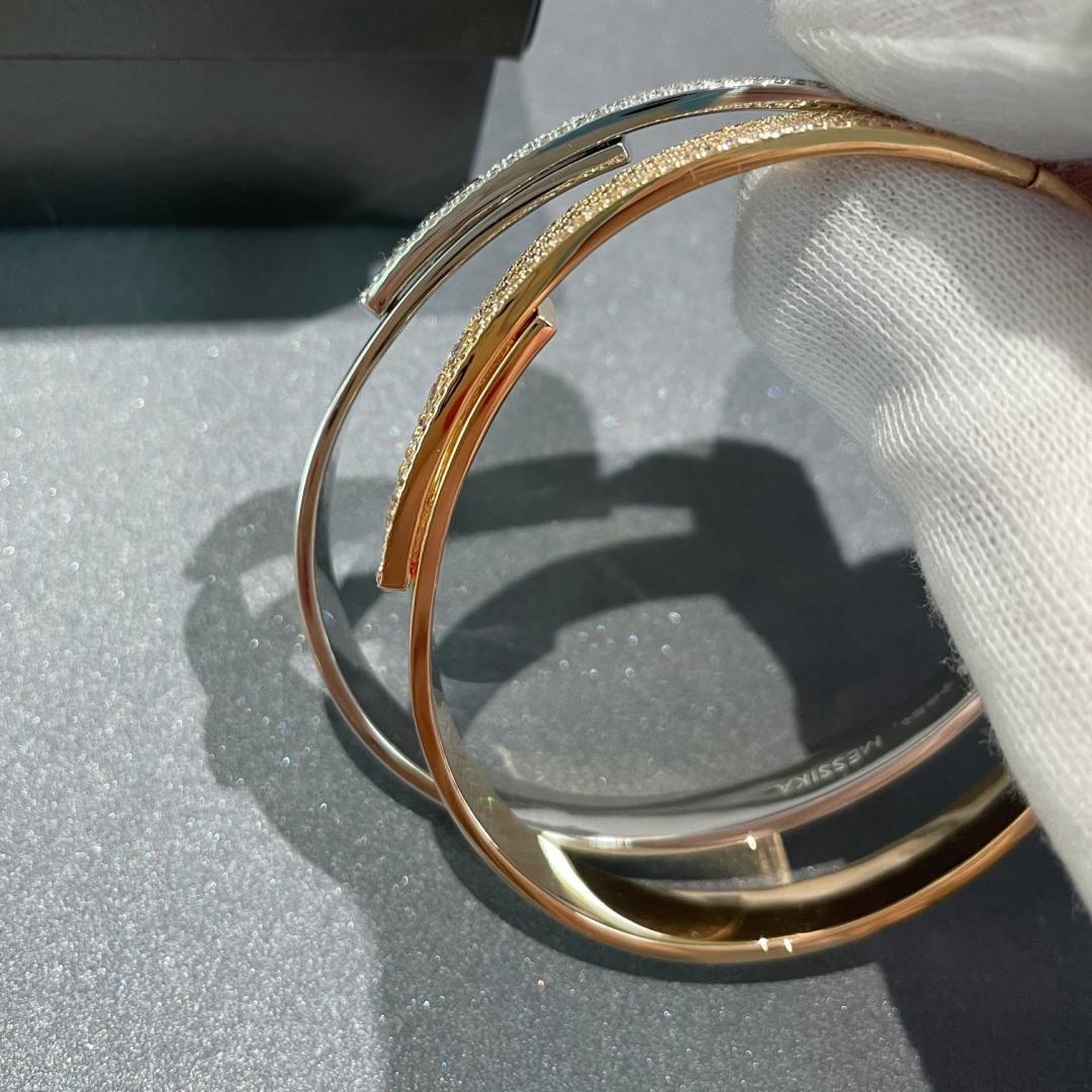 [⭐Reverie Jewels]Move Noa Rose Gold Pavé Diamond Bangle Bracelet