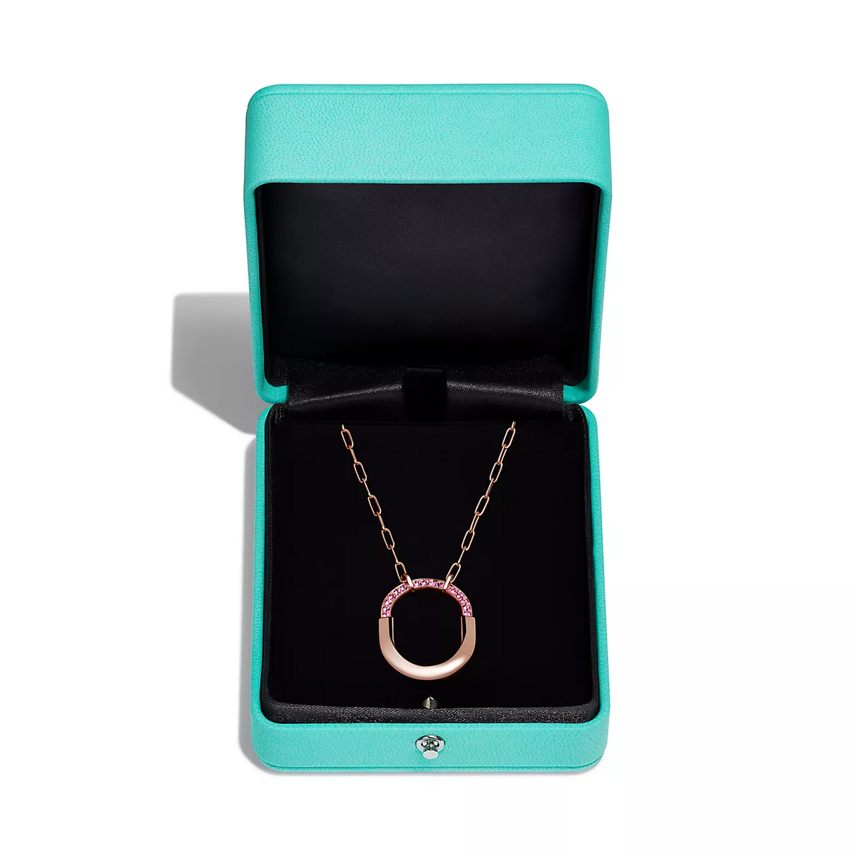 [Reverie Jewels]LOCK MEDIUM PENDANT PINK DIAMOND PINK GOLD NECKLACE