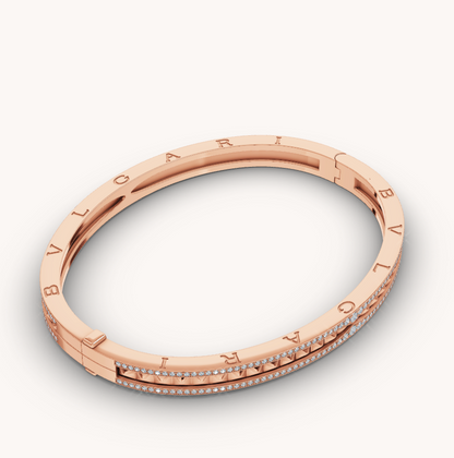 [⭐Reverie Jewels]ZERO 1 SPIRAL AND PAVED DIAMOND PINK GOLD BRACELET