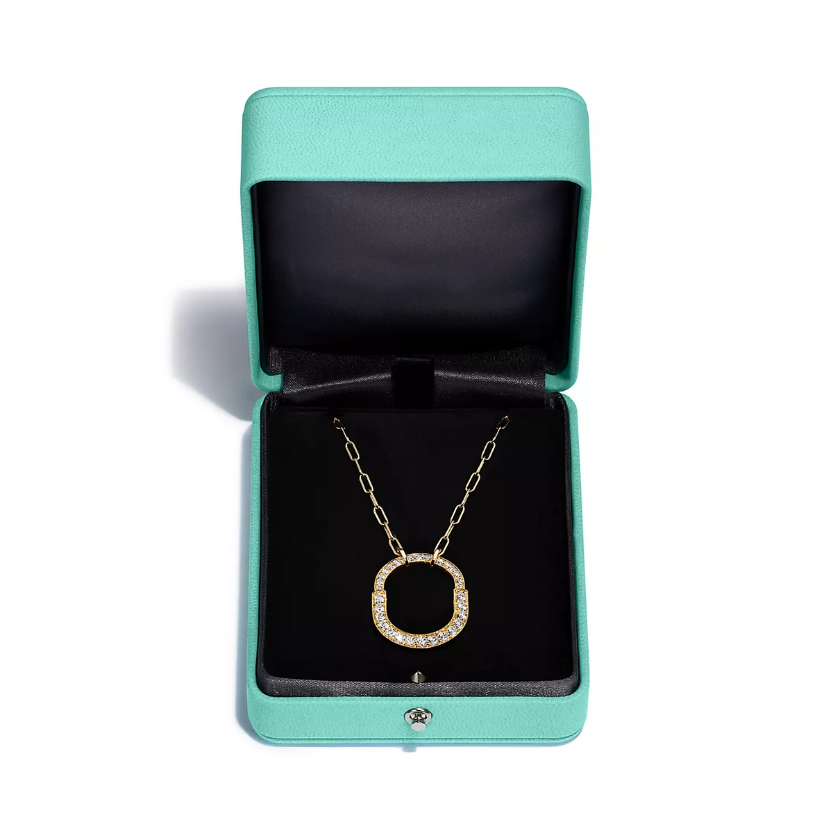 [Reverie Jewels]LOCK NECKLACE MEDIUM PENDANT GOLD PAVED DIAMONDS