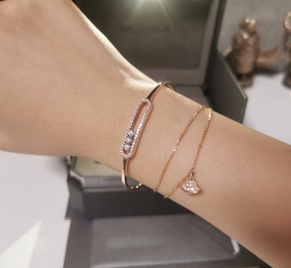 [⭐Reverie Jewels]Move Pavé Diamond Bangle Bracelet M