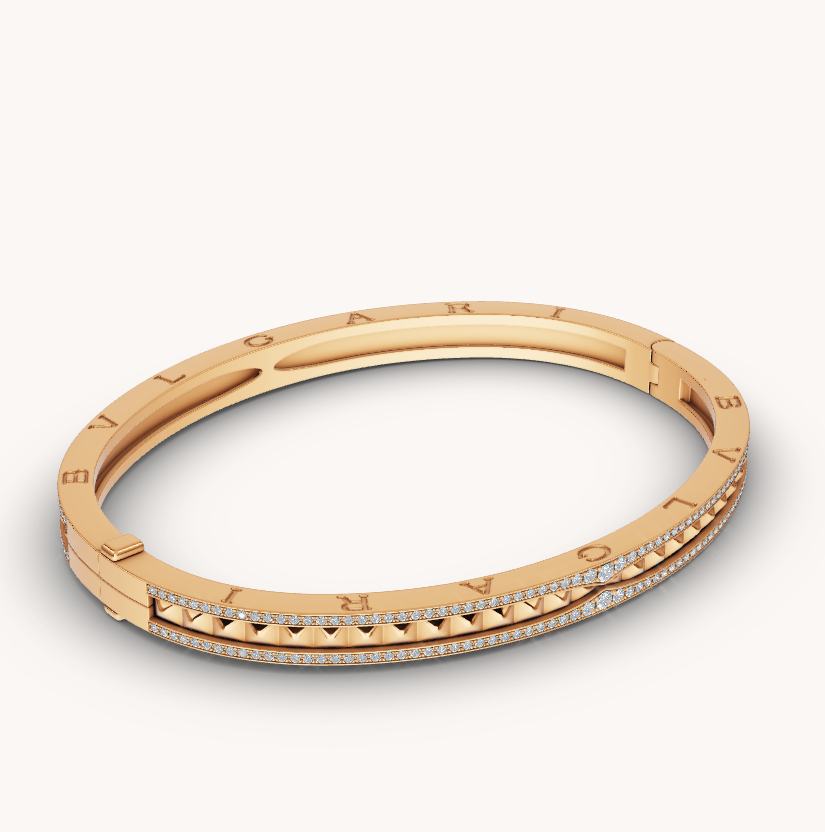 [⭐Reverie Jewels]ZERO 1 SPIRAL AND PAVED DIAMOND GOLD BRACELET