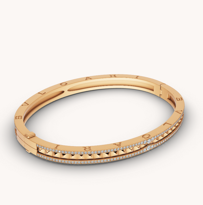 [⭐Reverie Jewels]ZERO 1 SPIRAL AND PAVED DIAMOND GOLD BRACELET