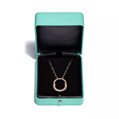 [Reverie Jewels]LOCK NECKLACE MEDIUM PENDANT PINK GOLD PAVED DIAMONDS
