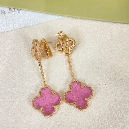 [⭐Reverie Jewels]2026 NEW CLOVER 2 MOTIF  BUBBLE PINK ENAMEL