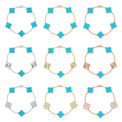 [⭐Reverie Jewels] CLOVER 5 MOTIF TURQUOISE BRACELET COLLECTION