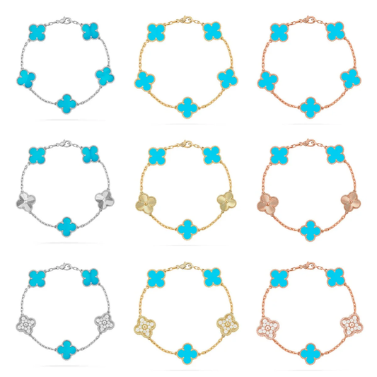 [⭐Reverie Jewels] CLOVER 5 MOTIF TURQUOISE BRACELET COLLECTION