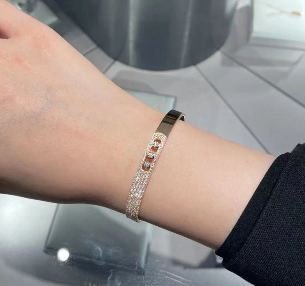 [⭐Reverie Jewels]Move Noa Rose Gold Pavé Diamond Bangle Bracelet
