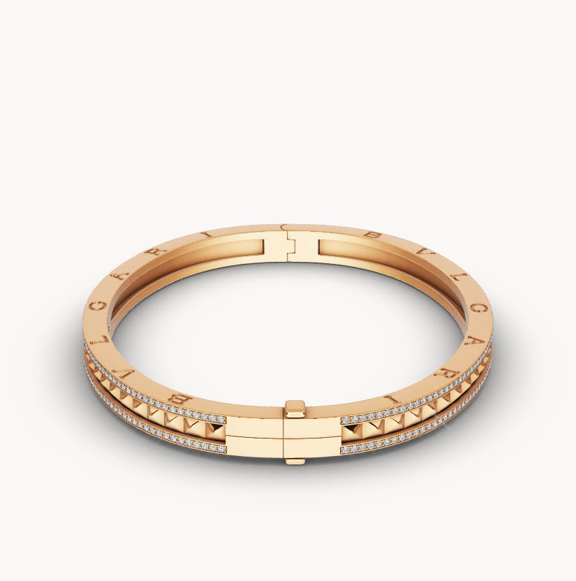 [⭐Reverie Jewels]ZERO 1 SPIRAL AND PAVED DIAMOND GOLD BRACELET