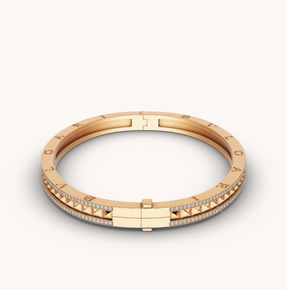 [⭐Reverie Jewels]ZERO 1 SPIRAL AND PAVED DIAMOND GOLD BRACELET
